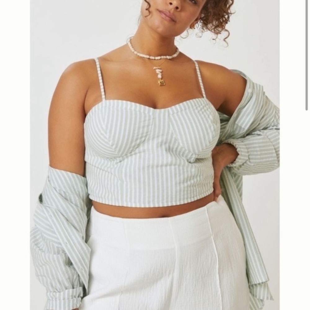 Anthropologie striped set - button down and brami